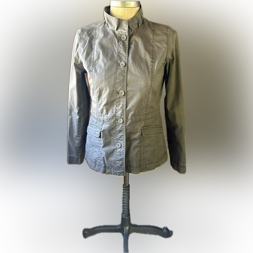 Eileen Fisher “Field Jacket” lightweight, organic cotton, Olive Green, size SM P